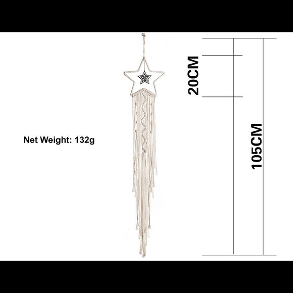 Hanging Macrame Star Dreamcatcher With Led Lights - Picture 5 of 5